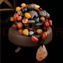  New Alashan Gobi jade natural rough stone necklace colorful sugar heart agate necklace ethnic style sweater chain