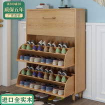 Shoe cabinet home door simple modern balcony storage cabinet solid wood ultra-thin large capacity dump locker porch cabinet