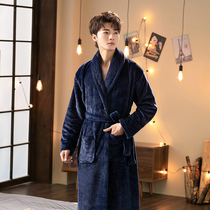 Winter flannel mens robes thick and long bathrobe autumn mens and women coral velvet non-hair couple bathrobe