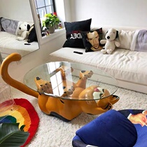 Nordic Design Creative Nets Red Cute Cartoon Gaffi Cat GRP Tea Table Living-room Hotel Lobby Glass Tea Table