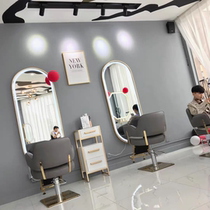 Touch LED barber shop mirror hair salon Net Red single side folding hair shop frame edging salon big mirror