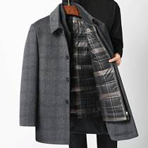 Romon wool coat mens autumn and winter business loose and casual thickening mens warm jacket detachable down liner