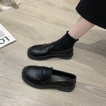 Small Leather Shoes Women Ingléen Wind Women Shoes Spring 2022 New Black Working Flat Bottom Single Shoes Soft Leather Spring Autumn Happiness Shoes