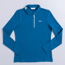 Golf womens autumn and winter long sleeve clothes comfortable and warm slim Korean sportswear quick-dry stretch jersey Blue