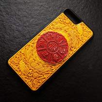 Carved lacquer red two-color lotus pattern six-character motto mobile phone case fashion lacquerware Samsung Huawei iPhone