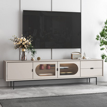Nordic minimalist TV cabinet coffee table combination small apartment light luxury high modern simple living room tempered glass