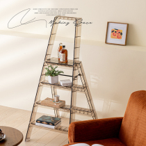 Nordic Mesh Red Ins Versatile Folding Ladder Creative Acrylic Containing Shelf Interior Transparent Man Character Ladder