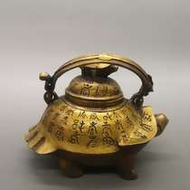 Retro collection Brass Dragon turtle pot copper pot ornaments living room office desktop decoration Wanshou tortoise crafts gifts