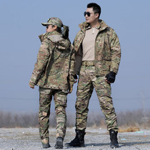 Camouflage suit suit mens autumn and winter plus velvet warm Special Forces Tactical mountaineering suit outdoor military fan coat women