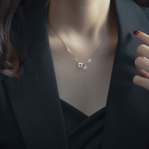 Double ring necklace womens sterling silver light luxury sense of niche design sense 2022 new fashion to send girlfriend birthday gifts