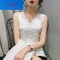 Hong Kong Tide brand 2021T design sense camisole vest womens summer new lace hollow lace beauty back inside play