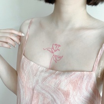 AnOther Tattoo Pure Rose Red Line Rose Chest Temperament Tattoo Lasting Waterproof Buy One Get One Free