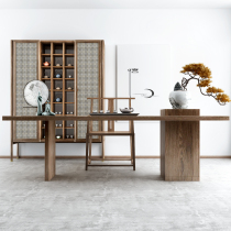 New Chinese style minimalist solid wood large plate table tea room foyer tea table and chairs combined Zen modern office tea table