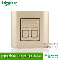 Schneider switch socket Single telephone Computer network information Tap series Gold wall panel