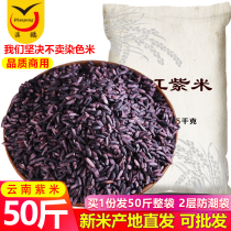 50 kg Yunnan purple rice new rice Purple glutinous rice blood glutinous rice black rice bulk high-quality specialty purple rice dew 25 kg