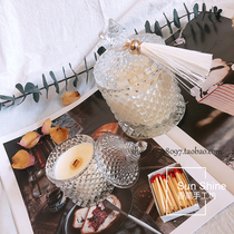 Handmade diy scented candle jar lid Roman relief crystal jar rhinestone glass