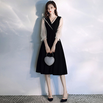 Evening dress dress women 2021 New banquet temperament noble birthday party black dress usually wear