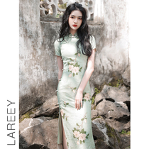  LAREEY light luxury 2021 new summer thin cheongsam improved young mid-length simple elegant everyday