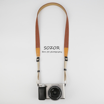 Sozor camera shoulder strap cute micro single decompression strap retro literary cotton denim webbing card machine lanyard