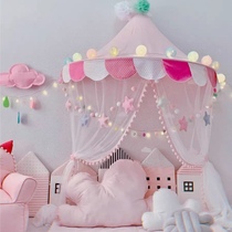 Nordic childrens small tent bed mantle mosquito net indoor princess play room toy house baby half moon reading corner layout