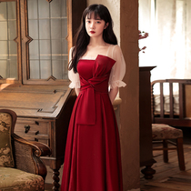 Pregnant women Toast coat belly bride Autumn thank-you banquet red long size fat mm wedding dress dress women