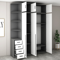 Wardrobe modern simple home bedroom light luxury cabinet overall combination large wardrobe real wood board no installation economy