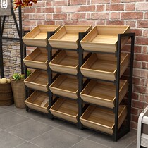 Fruit rack storage rack display supermarket fruits and vegetables display cabinet steel wood household kitchen locker multi-layer fresh shelf