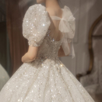 French main wedding dress 2021 new bride small man light high-end luxury big tail court princess style summer