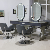 New barbershop mirror table Oval hair mirror table Double-sided four-sided hair cutting mirror table Hair salon special mirror table