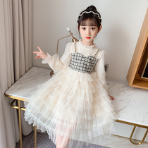 Girl Spring Clothing Dress Dress 2022 New Ocean Gas Trendy Spring Children Dress Princess Girl Spring Autumn Great Child Dress