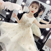 Girl Summer Clothing Dress Dress 2022 New Summer Children Girl Yarn Dress Grand Child Foreign Air Super Fairy main skirt Summer