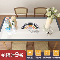 ins wind tablecloth Waterproof and oil-proof wash-in table mat pvc anti-hot coffee table mat Soft glass table mat Table protection mat