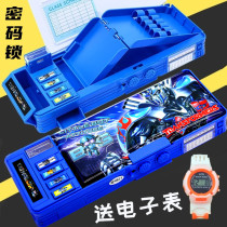 Elementary School Boy Pencil Case Boy Morphed Diamond Code Lock Pen Bag Large Capacity Waterproof Boy Cartoon Lead Pencil Case Boy Pen Bag Pencil Case Pencil Case Pencil bag (send electronic watch)