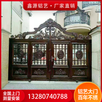 Villa Courtyard Gate Double Open Door Electric Open Aluminum Alloy Gate Home Rural Yard Double Open Big Iron Door