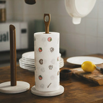 Nordic kitchen napkin roll tissue rack household solid wood marble table table top vertical roll paper storage seat