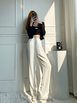 170 long white suit wide leg pants female 175 tall waist slim drop feeling super long casual pants female summer