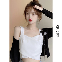 French white camisole womens summer wear inside the design of niche hot girls short top bandeau summer tide
