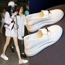 chic Koreas tasteful style ~ elegant and easy to liqueur type ~ 2022 new small white shoes thick sole leisure leather shoes