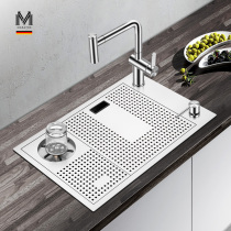 Manpatton kitchen bar multi-function sink with high pressure cup washer drain basket rack sunken under table wash basin