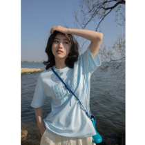 Hello Cannon original three-dimensional letter short-sleeved t-shirt womens 2021 new summer loose round neck design top