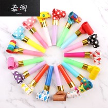 Creative blowing toy telescopic child birthday whistle balloon roll long nose children blow roll whistle blow dragon mouth