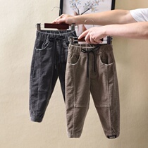 Boys thick pants children handsome corduroy casual pants winter clothes Children Baby plus velvet warm trousers
