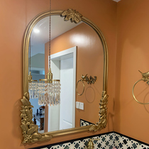 European toilet bathroom mirror wall wall carved French light luxury wall American art toilet retro makeup mirror