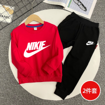 Official Net Boy Nike Ton Spring Autumn Winter Childrens Pure Cotton Sports Suit Girls Wear Long Sleeve Long Pants Two Suits