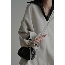 Mrs. Chen CHENTAITAI bubble sleeve drawstring shirt collar blouse