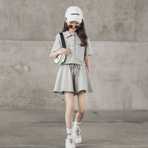 Girls suit summer clothes 2022 new foreign air CUHK childrens summer sports casual two sets of Korean version trendy childrens clothing