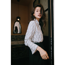 Rosebanks Tokyo Grand Hotel and Sa Geometric Printing Heavy Industry Hand-stitched Drill Commuter Long Sleeve Shirt