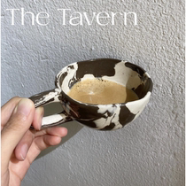 TheTavern Korean Pollygarden design check irregular 5-color Latte fat handle mug