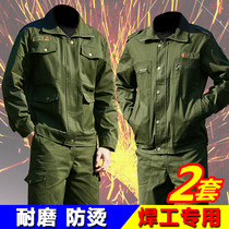 Welder special work clothes Mens suit Flame retardant and anti-scalding welding work clothes dirty and wear-resistant pure cotton labor insurance clothing spring and summer