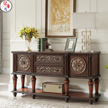 American solid wood entrance cabinet Foyer entrance table Long table Carved end view table Partition Painted retro wall decorative cabinet